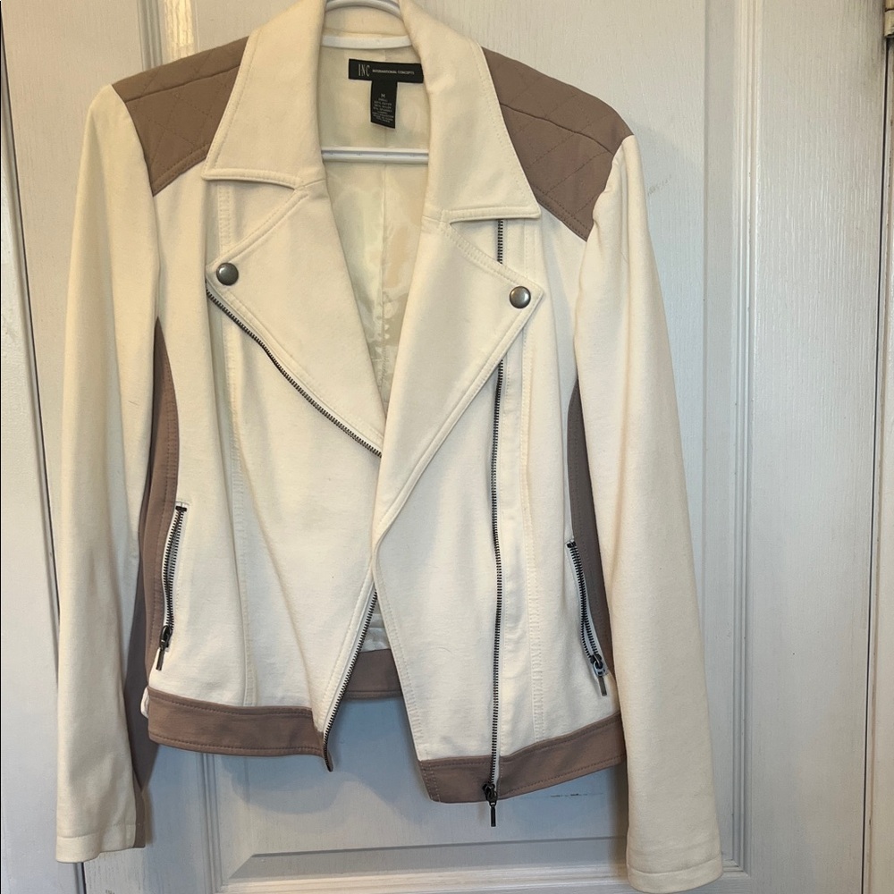INC International Concepts Cream and Tan Jacket